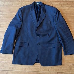 Ralph Lauren Mens Gray Blazer Sport Jacket Coat Wool Striped Two Button Size 44R